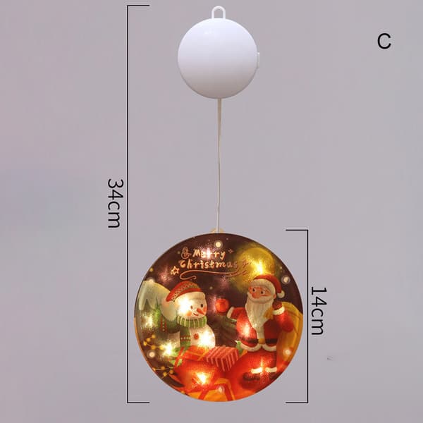 Christmas LED Lights Cartoon Printed Hanging Window Lamp Always On Decorative Christmas Theme Night Light for Home Party E E