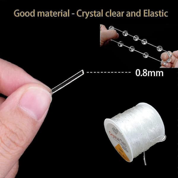 Elastisk tråd, elastisk armbånd, krystalltråd, perlesnor for smykkefremstilling (størrelse: 1,0 mm)