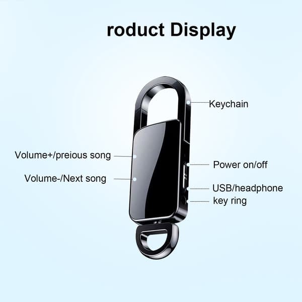 Portable Keychain Voice Recorder 64Gb With Noise Reduction Function