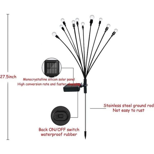 2 stk 10-hode solcellelamper, 10 LED utendørs solcellelamper