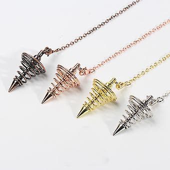 Reiki Healing Pendulum Chain Spiral Coil Point Pendant for Divination (Antique Bronze)