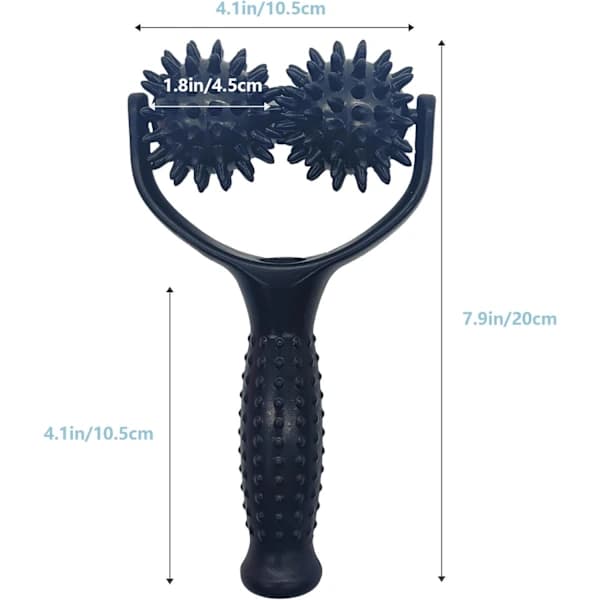 Black Massage Roller with Handle, Anti-Cellulite Massager Roller