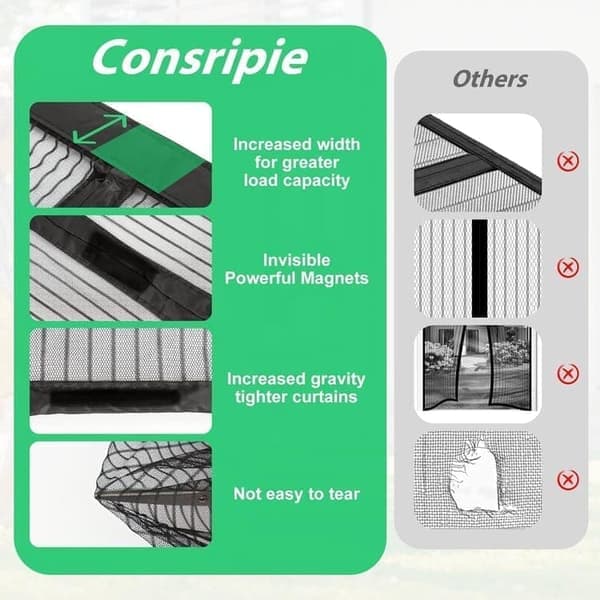 Magnetic Screen Door - Insect Net with Velcro for Doorways