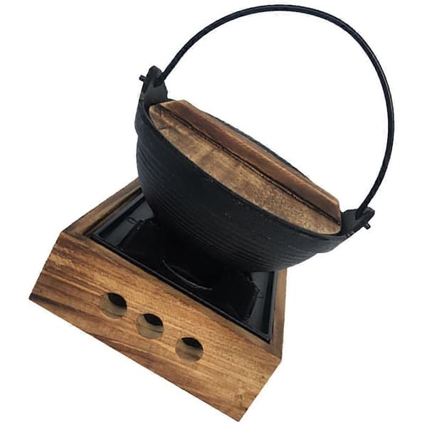 Cast Iron Pot Shabu Pot Old Fashioned Home Iron Japanese Hot Pot with Stand