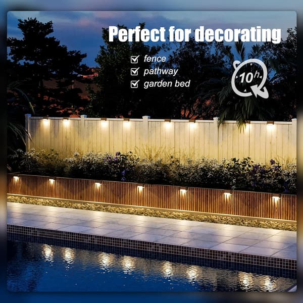 16-pakning vanntette utendørs solcelledrevne LED-lys for trapper, gjerder, hager, terrasser, gangveier, varmhvit