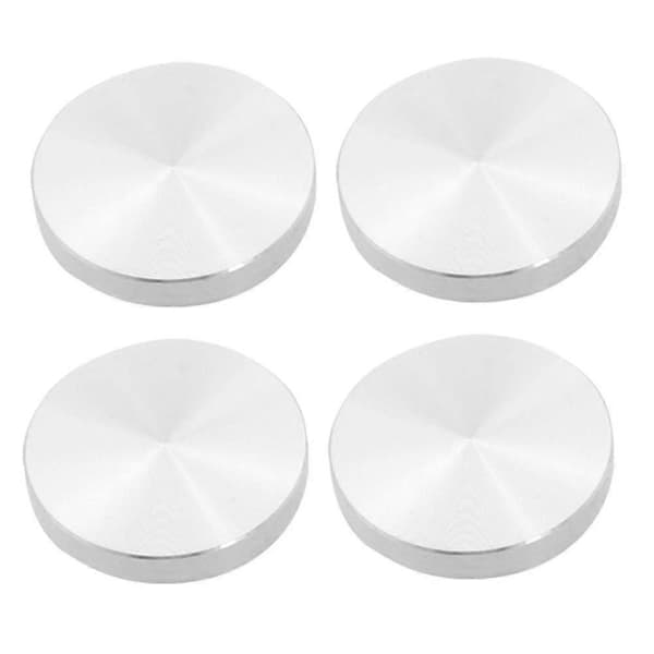 4x Glasplade Adapter Bordben, Aluminium, Rund, 50x8mm, Sølv