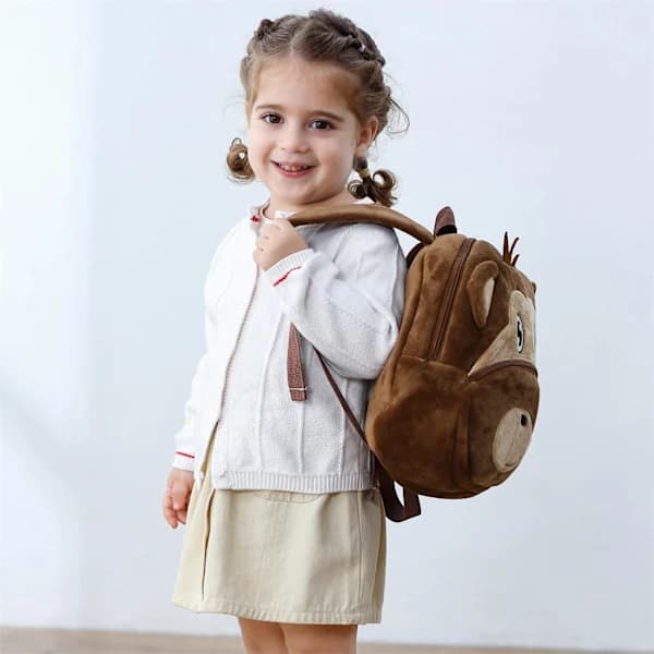 Cute Plush Mini Monkey Backpack for Toddlers, Soft Animal-Shaped Bag for Kids, Safe & Comfortable with Adjustable Straps, Small Compartment for brown