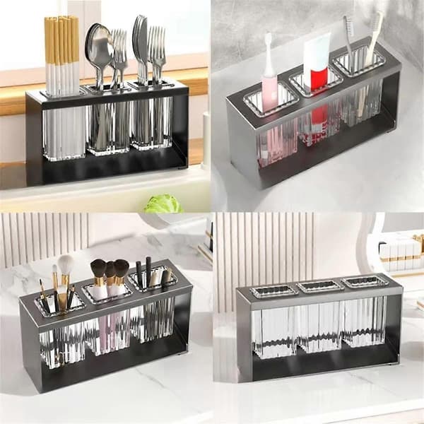 Multifunctional Storage Rack for Chopsticks and Spoons Automatic Drain Cutlery Rack Kitchen Storage Tool