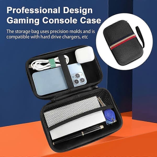 Waterproof Storage Bag with Mesh Pocket Zipper Large Capacity Shockproof Impact Resistant Game Console Storage Bag