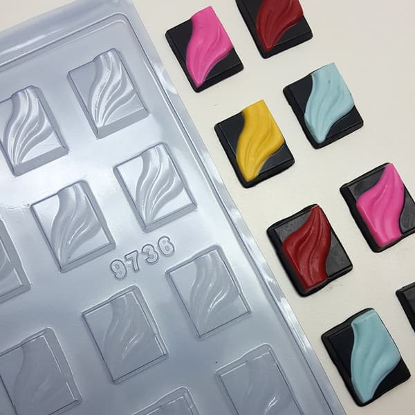 Pralineform Firkant Chokoladeform - BWB 9736 Transparent transparent