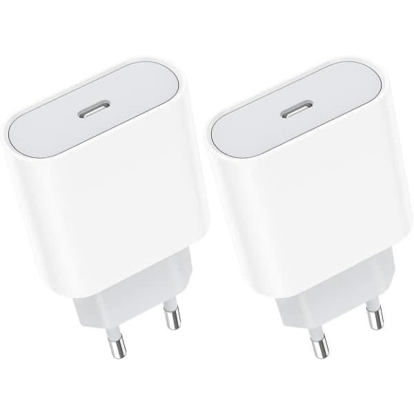 20W 2-pakning USB C Hurtiglader, USB-C Uttak Type C Vegg AC Strømadapter