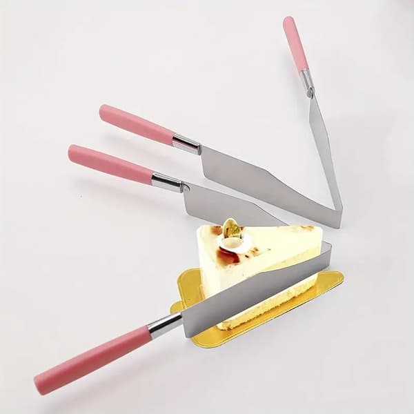 Cake Knife, Stainless Steel Cake Slicer, Cake Clip with Plastic Handle, Dessert Cutter for Pastries