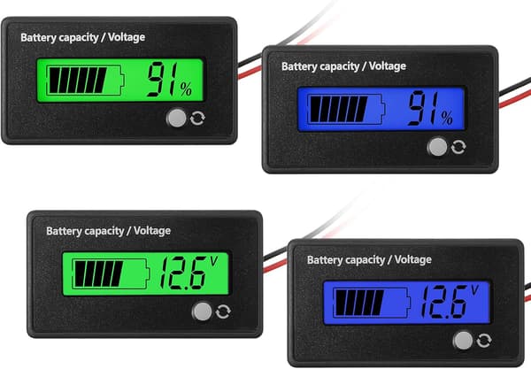 4 st DC 12V 24V 36V 48V 72V Batterimätare med Larm, Batterilock