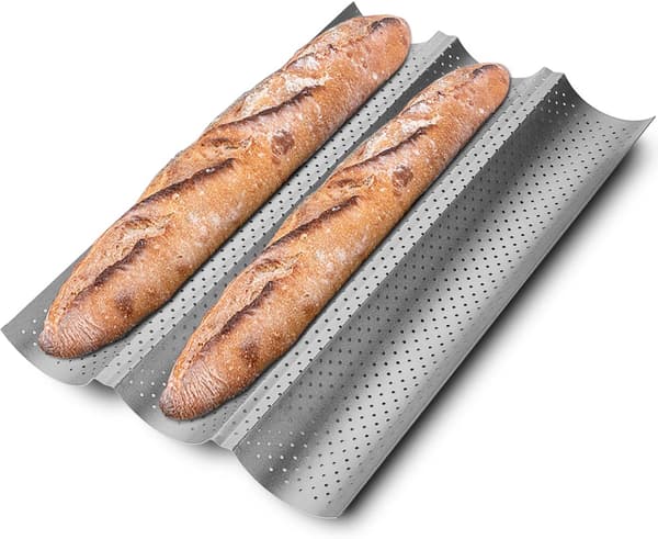 Baguetteform med non-stick-belægning, baguetteform med 3 baguetter