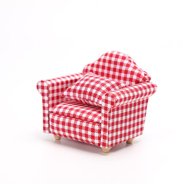 Mini enkel sofa med pute - for stue soverom dukkehus