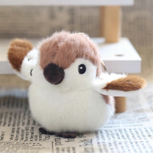 Sparrow Toy Doll Keychain Plush Toy Backpack Decoration Birthday Gift-FY-