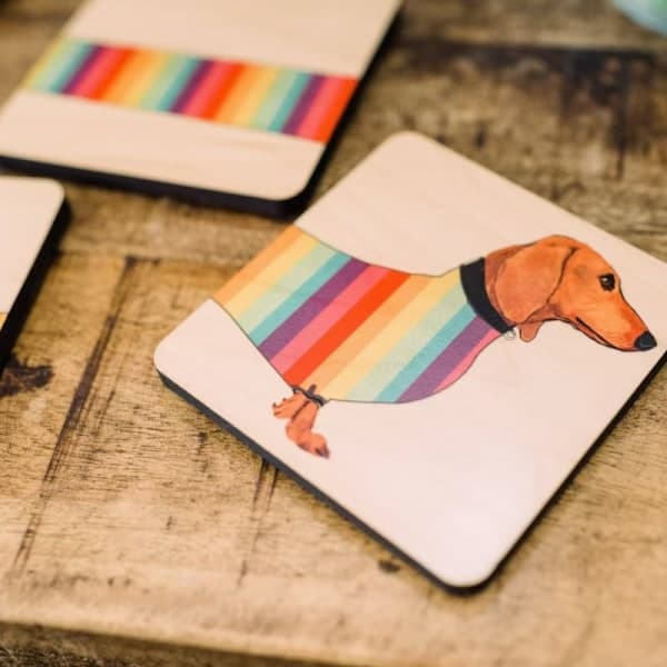 Tax Træunderlag Sæt Søde Hundeunderlag Med Base Dekorative Håndlavede Dyretema Underlag Til Varme Og Kolde Drikke 19x10cm Uden Kærlighedsstil