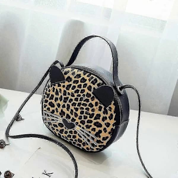 Söt Kattväska Leopard Crossbody Väska Mini Axelväska Handväskor För Barn Kvinnor Tonåringar Flickor (brun)