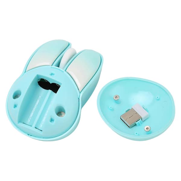 Cute Rabbit Wireless Mouse 2.4G Adjustable DPI Sensitivity 10m Effective Range Battery Powered Silent Mouse Gaming Mice Blue