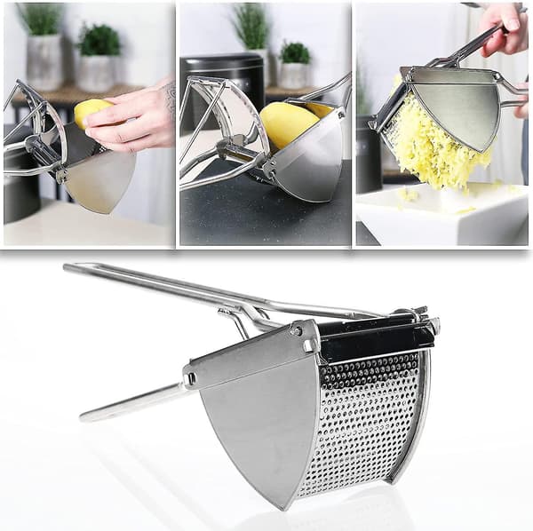 Kartoffelmoser i rustfrit stål, tåler opvaskemaskine - længde 30 cm (rustfrit stål - ergonomisk håndtag)