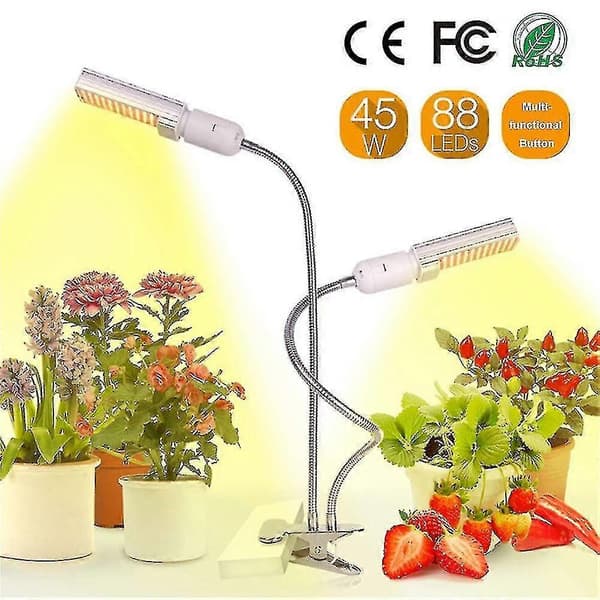 LED Plantelys for Innendørsplanter Sollys-lignende Fullspektrum Plantelys LED E26/27 45W Timerfunksjon