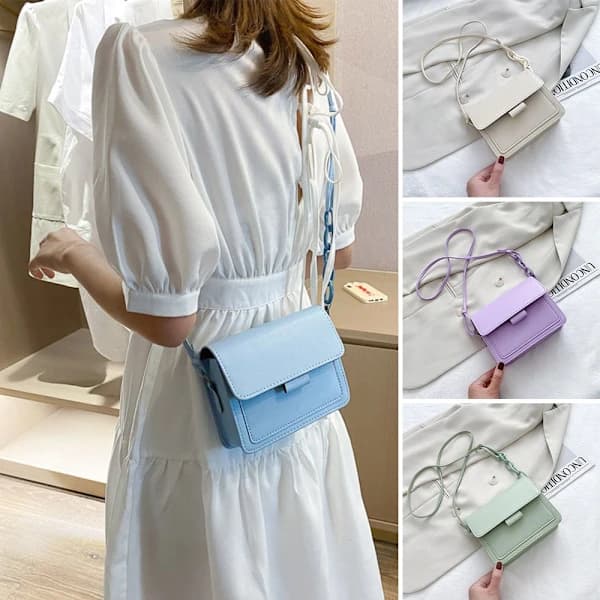 PU Leather Bag for Women, Solid Color, Simple Crossbody Black
