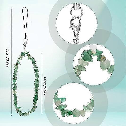Turquoise Green Phone Charm, Natural Gemstone Beaded Phone Strap Wrist