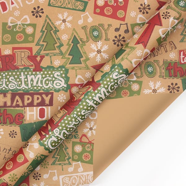 Christmas Wrapping Paper - 6 Sheets - Retro & Vintage Design - Complete Set with 2x String, Tape & Stickers - Gift Wrap