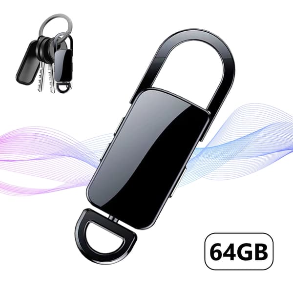 Bærbar Nøglering Stemmeoptager 64GB Med Støjreduktionsfunktion