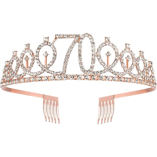 70-årsdagssash og tiara for kvinner, roségull bursdagssash krone 70 & Fabulous sash og tiara for kvinner