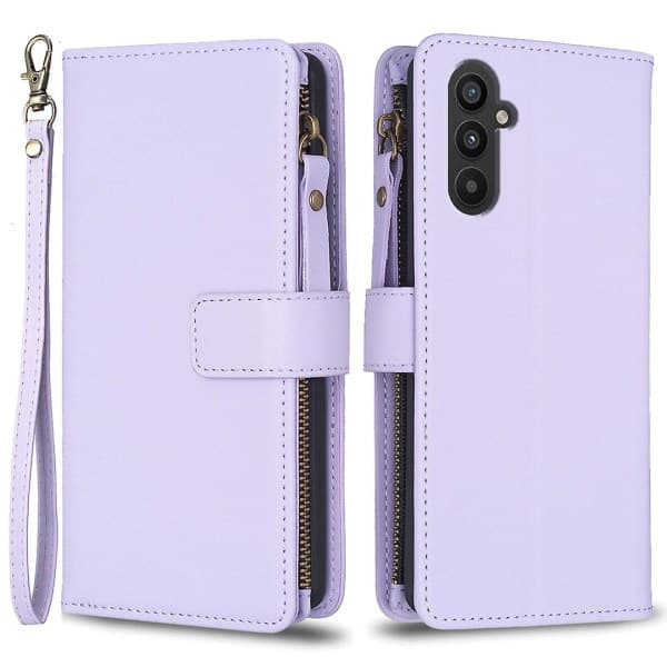 Til Samsung A34 5G Solid Farve Lynlås Etui Case Bf19 Stil Lilla Lilla Stil F Samsung Galaxy A34 5G
