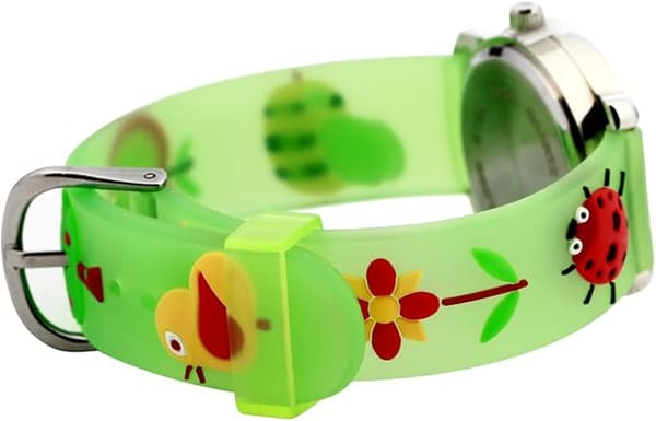 Barneklokke Vanntett 3D Søt Tegneseriefigur Rund Urskive Silikon Gummirem