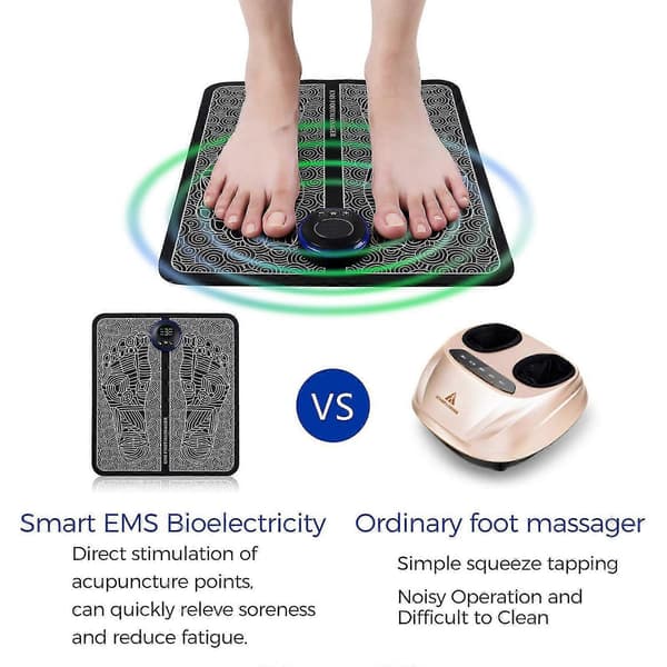 Ems Fodmassage Pad Måtte Elektrisk Massageapparat Usb Lcd Bærbar Usb Genopladelig [DB]