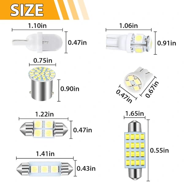 42 stk LED-pærer til biler, mini pæresett for bilinteriør T10 breddeindikator, A