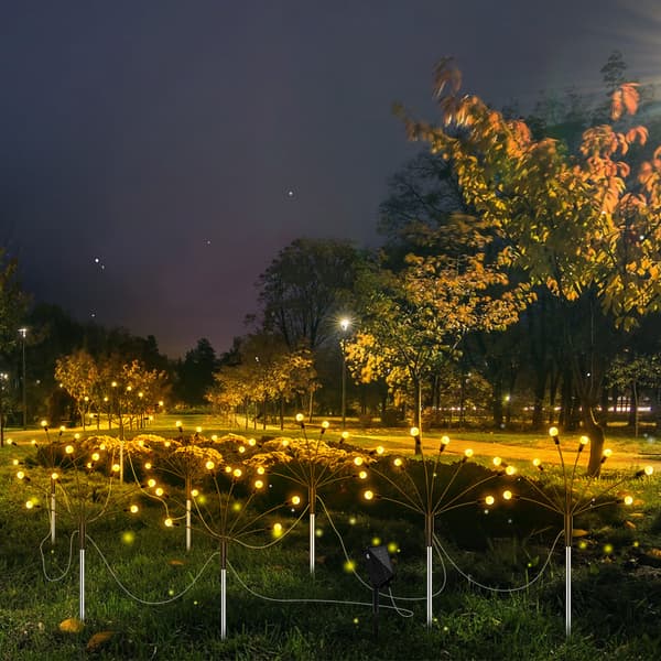 INF Solcelledrevet hagebelysning Firefly med 8 LED-lamper 4-pakning Varm vit