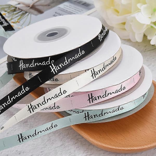 Satin Ribbon, Personalized Satin Sewing Labels with Handmade Letters for Gift Wrapping, Clothing Label, 25 Yards [DB]