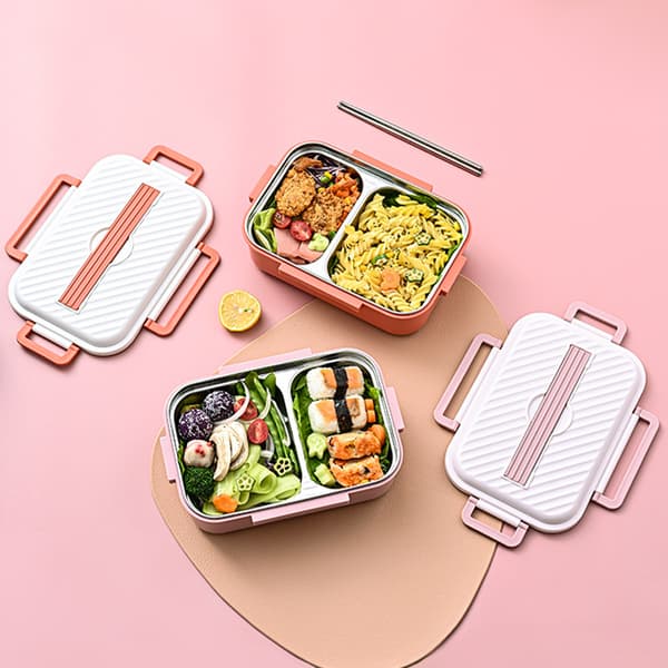 Bento Madkasse 1050ml Dobbeltlag 3 Rum Design 304 Rustfrit Stål