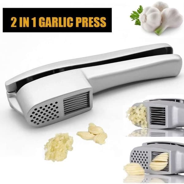 Garlic Press Rostfri Hackare, Enkel Rengöring för Kök, Rostfri Vitlökspress, 2 i 1