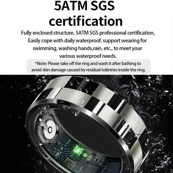 smartring R9 tracker overvåger skridt, ilt i blodet, hjertefrekvens og søvnkvalitet (Sort-9)