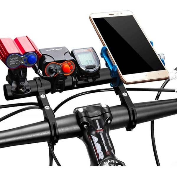 Aluminum Alloy Handlebar Extension with Light and Phone Mount for Motorcycles and Electric Bikes