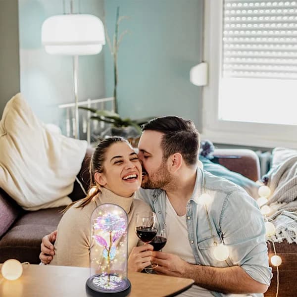 Lasiruusu, ikuinen lasiruusu LED-valolla, Kaunotar ja Hirviö, A