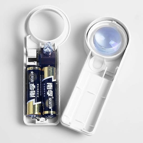 14X 30D LED håndholdt forstørrelsesglas - rundt objektiv 57 mm (uden batteri)