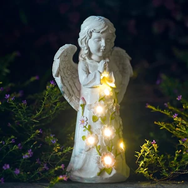 Engle utendørs hagepyntstatuer - Solcelledrevne hagefigurer Gaver til mamma bestemor kvinner