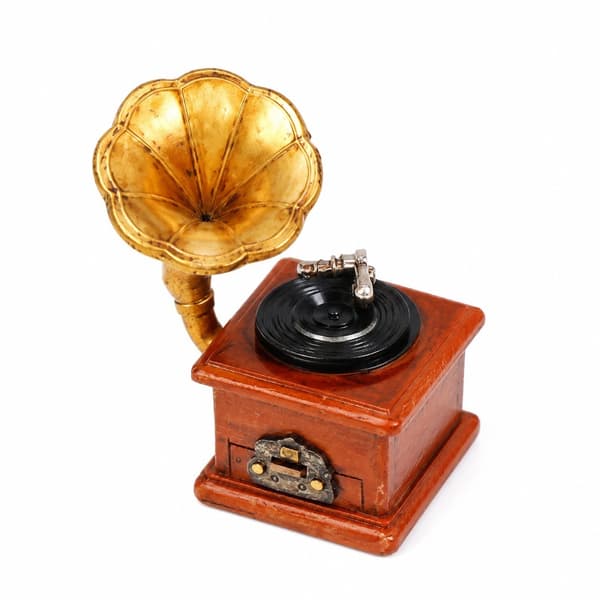 Retro Mini Phonograph Statue, Resin Desktop Decoration for Home Decor & Clothing Store Display