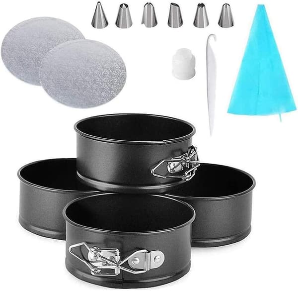 4-tommer springform bageforme - Non-stick rund bageform med kagedekorationer til hjemmebag