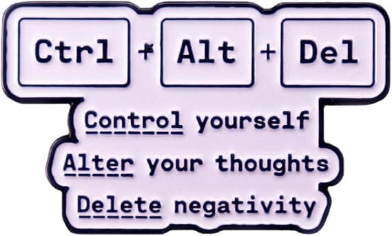 Check Yourself, Change Your Thoughts, Remove Negativity Brooch Computer Keyboard Buttons Enamel Lapel Pin Positive Words