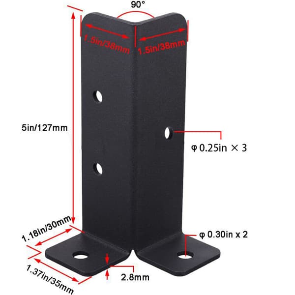 4-pack Metal Pergola Bracket Kit for Deck Patio Roof Fence Railing Mailbox Stable Post Base