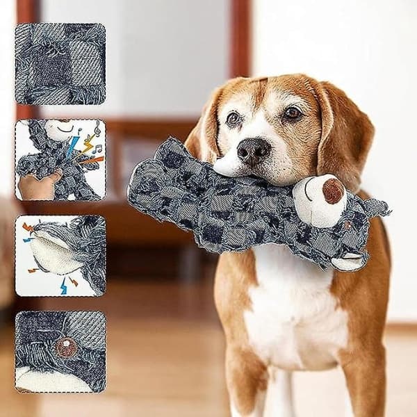Indestructible Solid Bear Durable Tough Breathable Teddy Bear Teeth Cleaning Suitable for Dog Toys That Like to Chew - Blue Blue