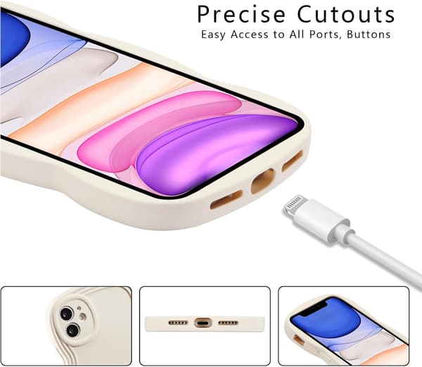Etui til iPhone 12 6,1 tommer, søtt ensfarget krøllete bølgeformet ramme Silikon Støtsikkert etui