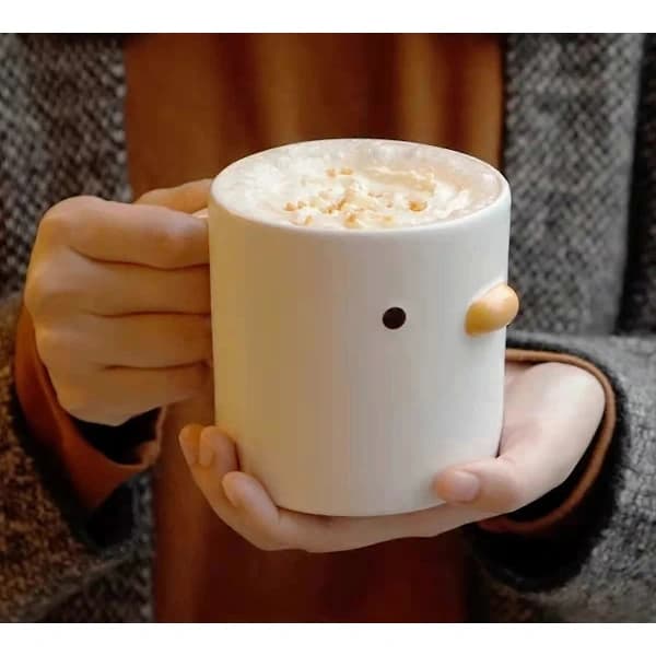 Funny Chicken Coffee Mug, Handmade Glazed Duck Mug, Safe Ceramic Milk Latte Mugs